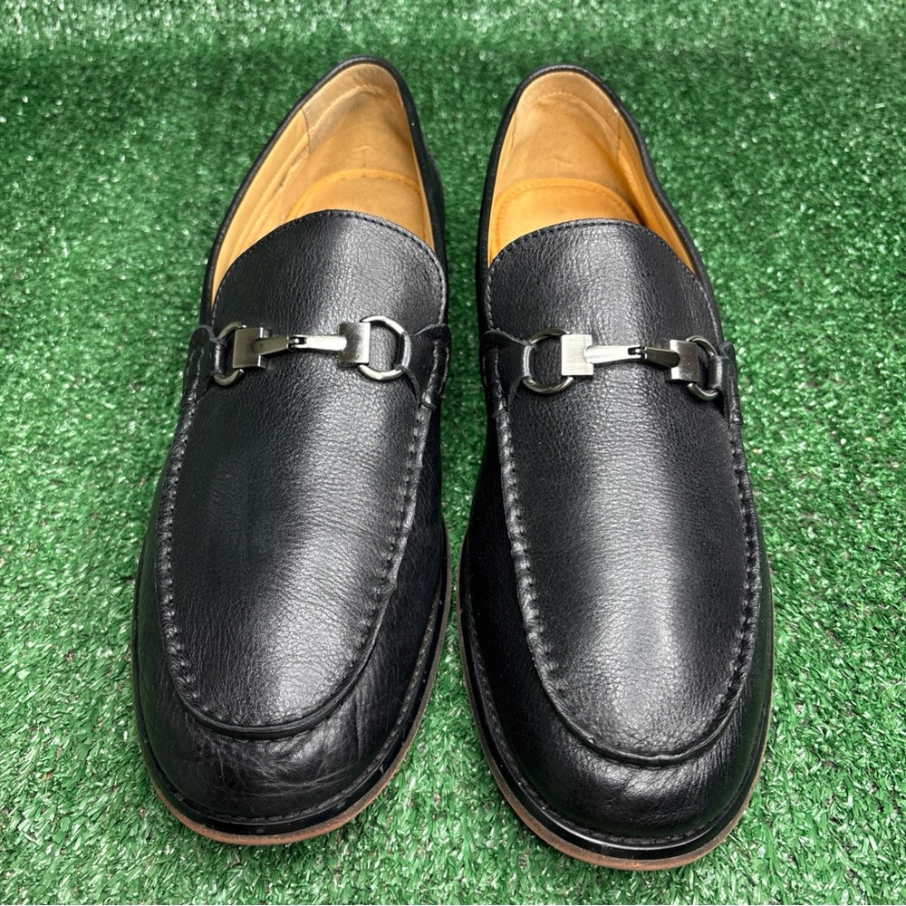 STEVE MADDEN Horse Bit Black Leather Moccasins‎ Walking Shoes 10.5